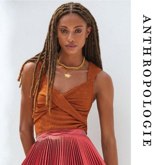 Anthropologie Tops - NWT Anthropologie Twist-front Bronze Shimmer Top - XL